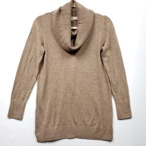 Loft‎ Tunic Sweater Light Brown Cozy Cowl Neck Loungewear Womens Petite XS